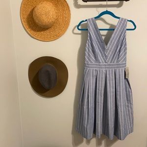 Gal Meets Glam blue and white stripped dress